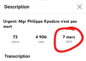 FAUX: MONSEIGNEUR KPODZRO EST BEL ET BIEN MORT